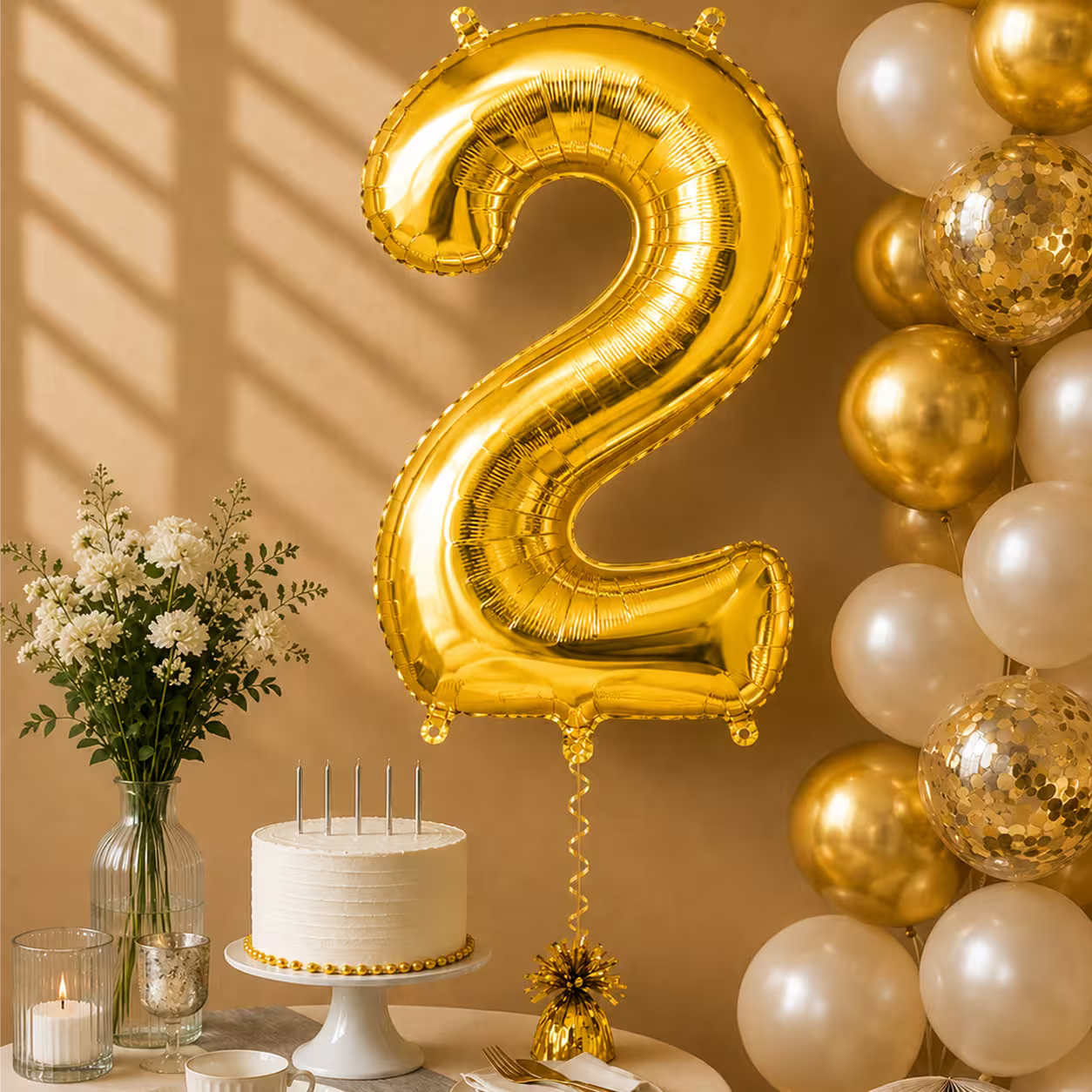 Balon Folie Cifra 2 Auriu