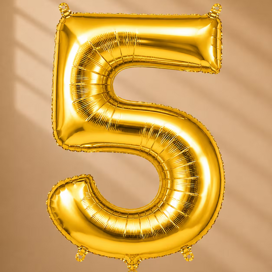 Balon Folie Cifra 5 Auriu