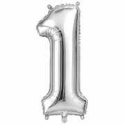 Balon Folie Cifra 1 Argintiu - 66 cm