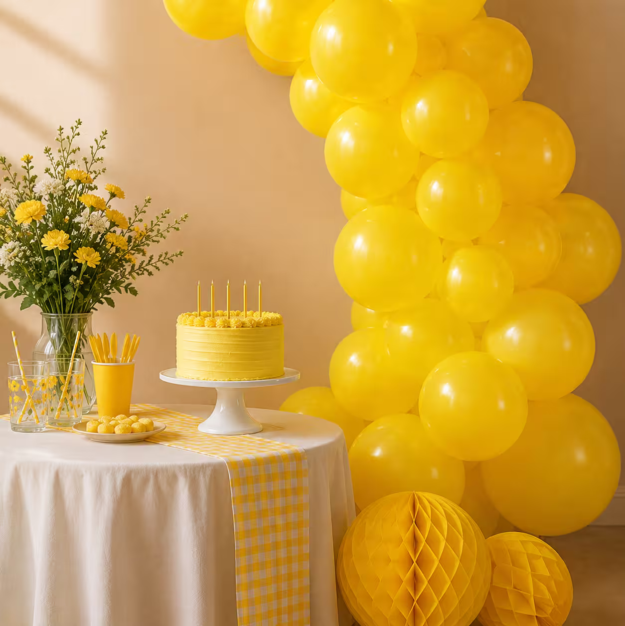 Set de baloane galbene din latex – 100 bucăți
