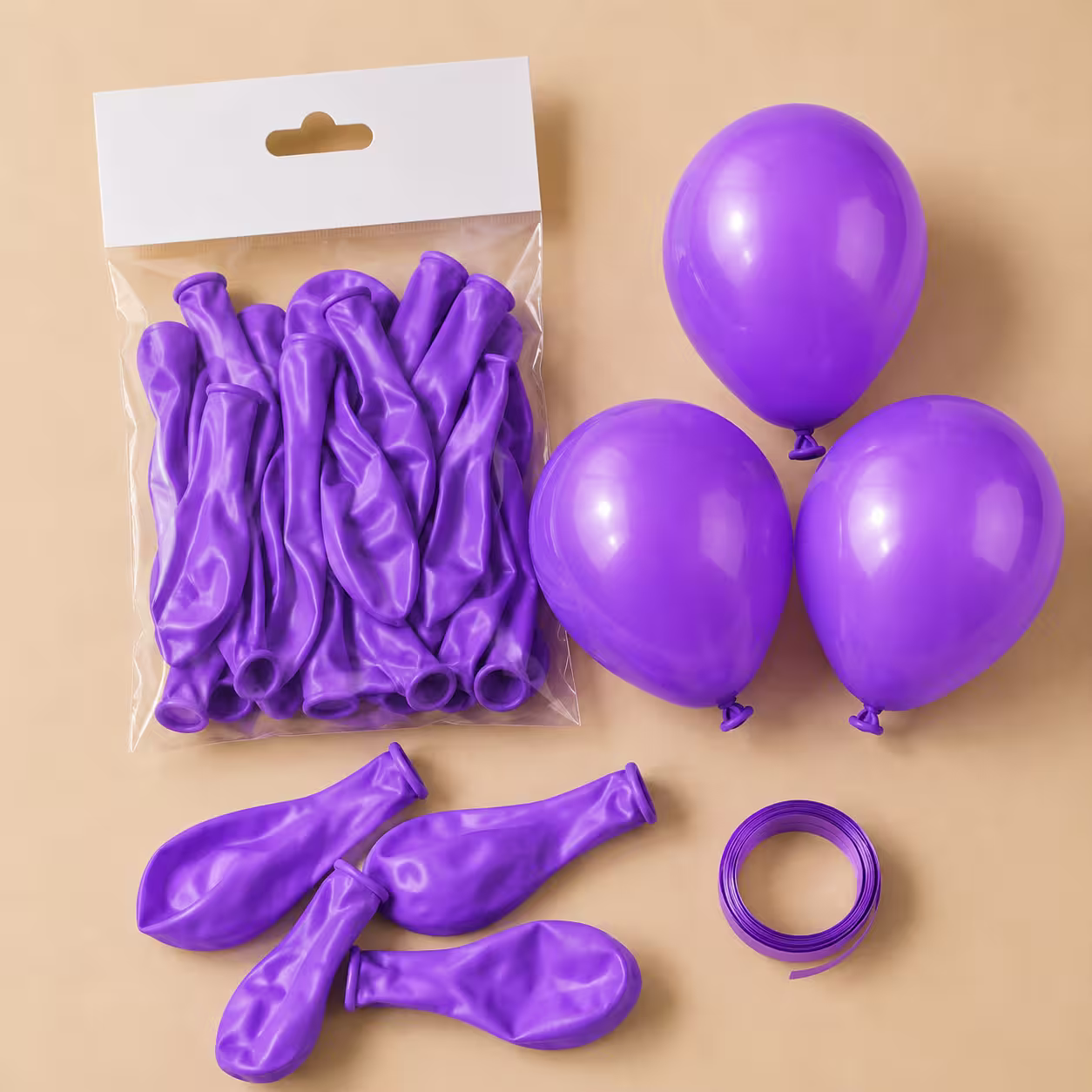 Conținutul setului de baloane mov din latex