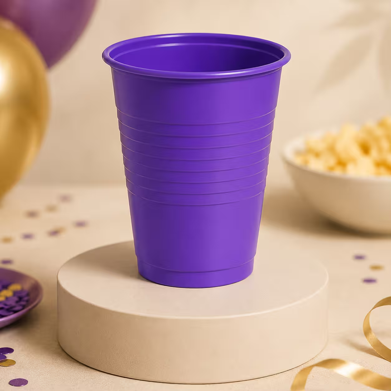 Set de pahare mov din plastic – 50 bucăți