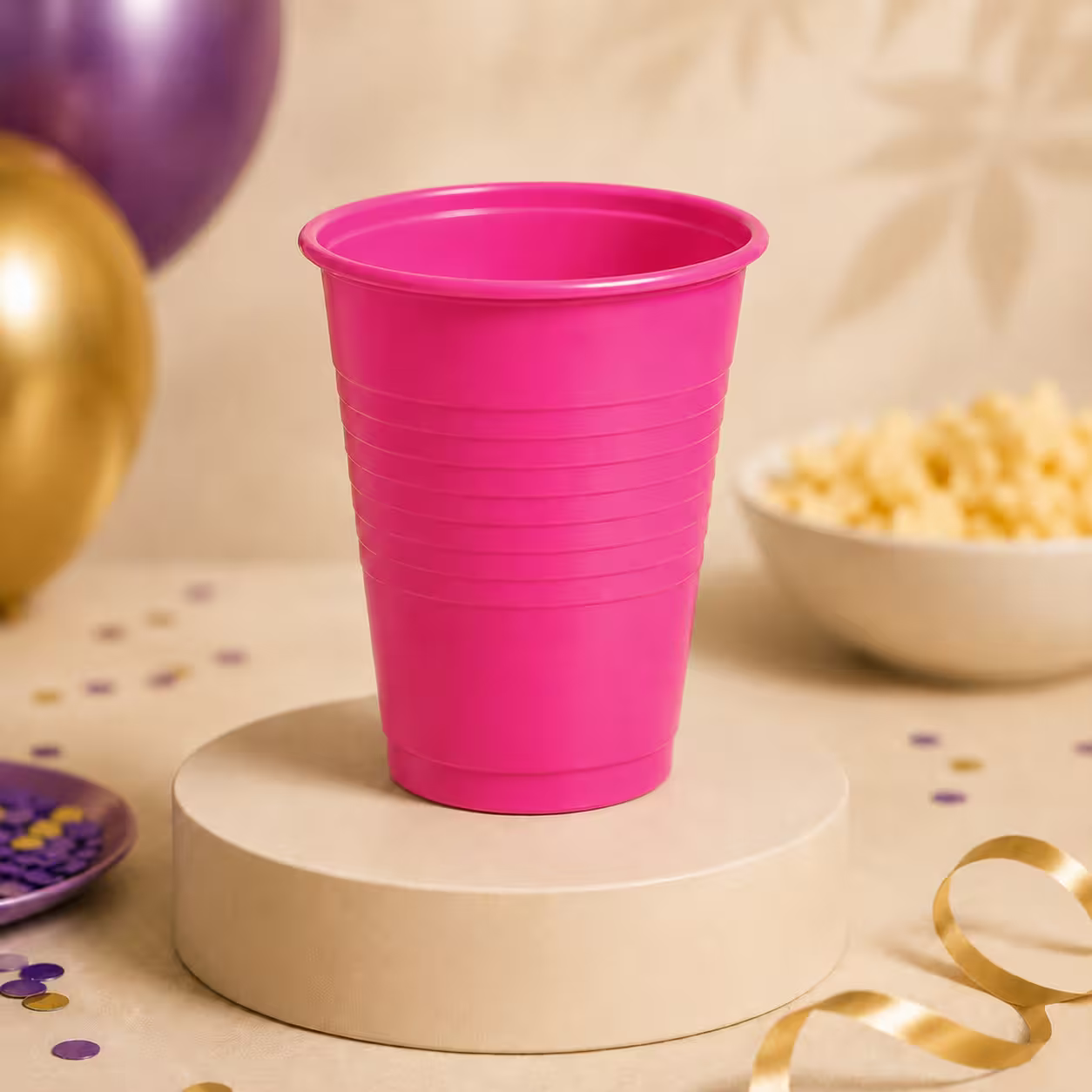 Set de pahare roz din plastic – 50 bucăți