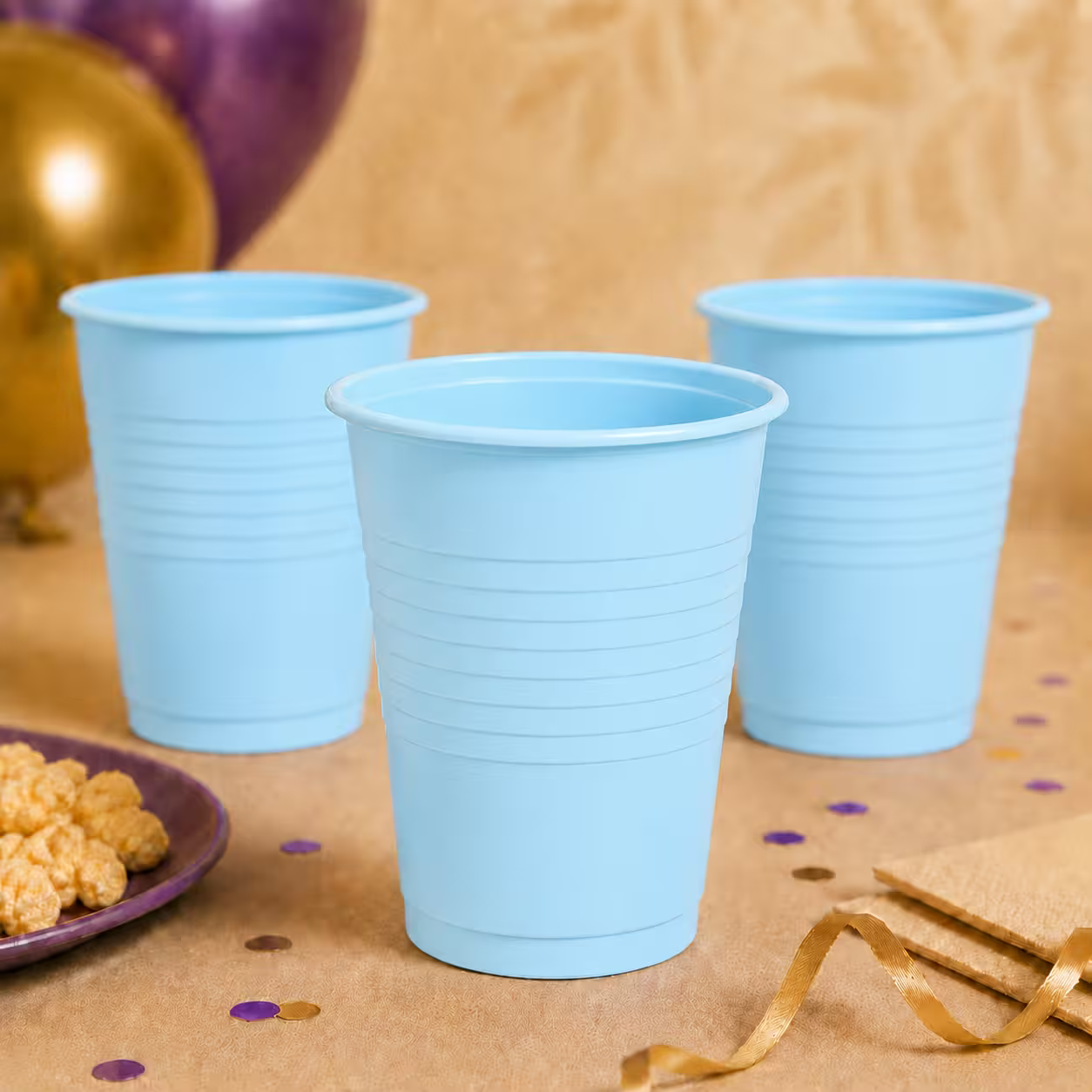 Set de pahare albastru deschis din plastic – 50 bucăți