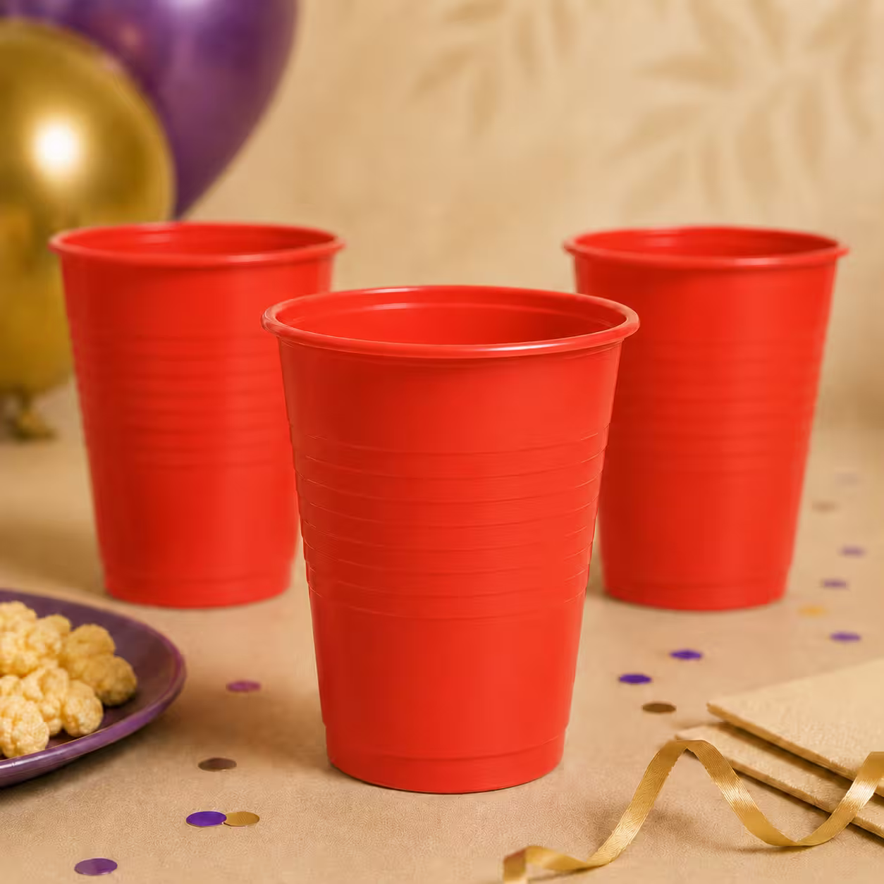 Set de pahare roșii din plastic – 50 bucăți