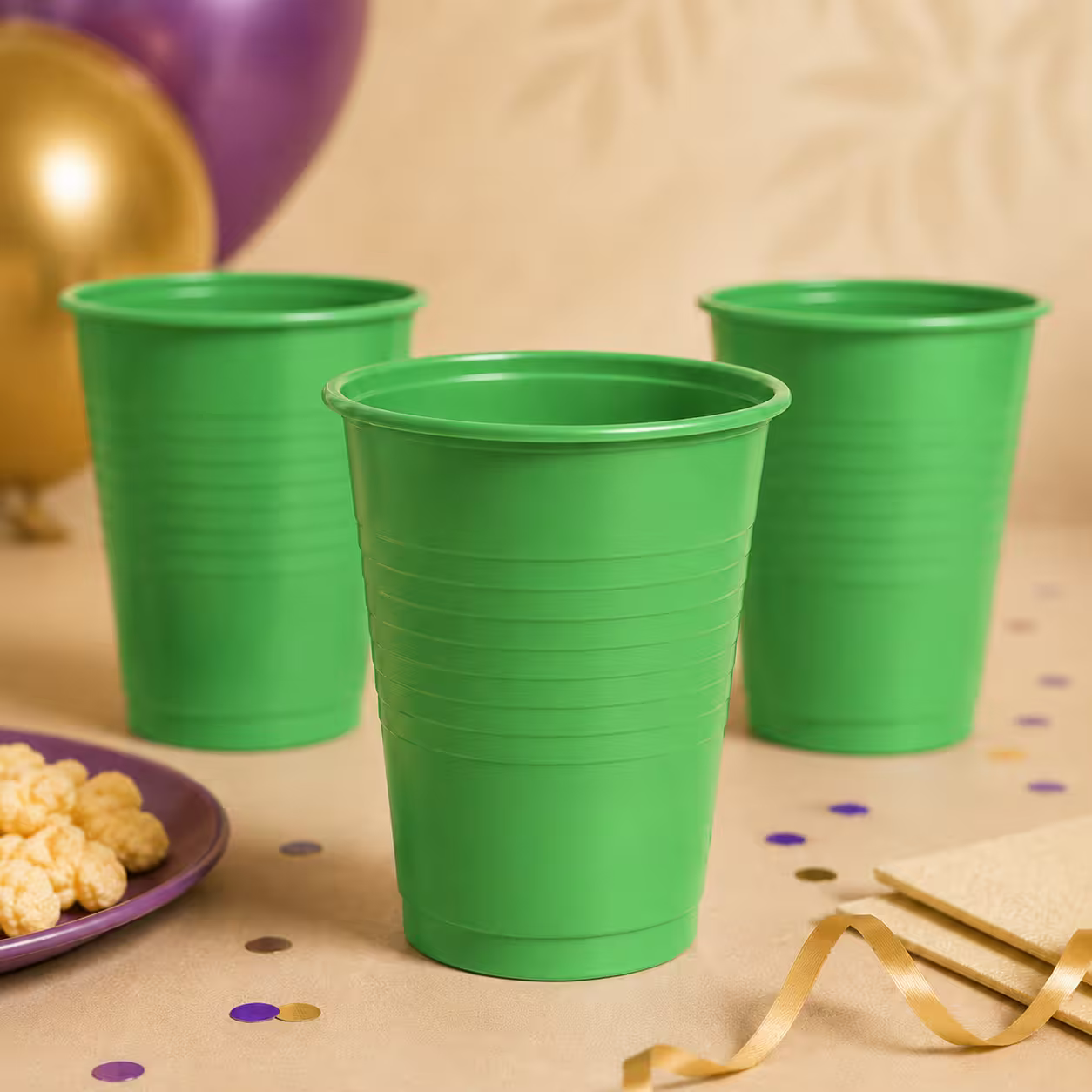 Set de pahare verzi din plastic – 50 bucăți