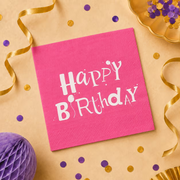 Șervețele de petrecere Happy Birthday roz