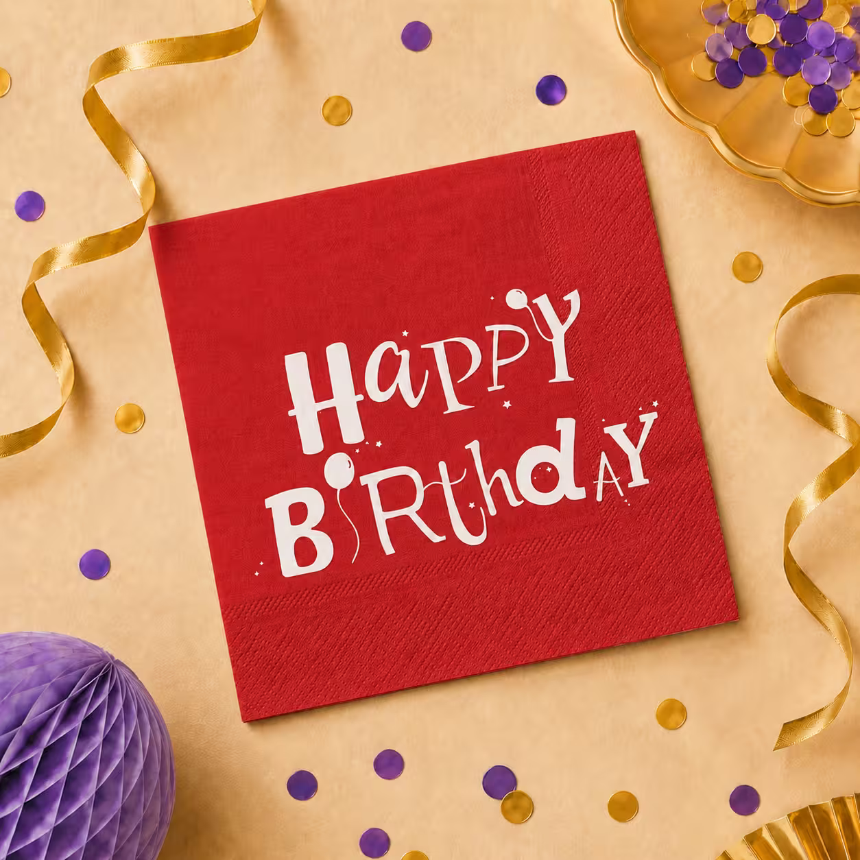 Servețele aniversare „Happy Birthday” roșii