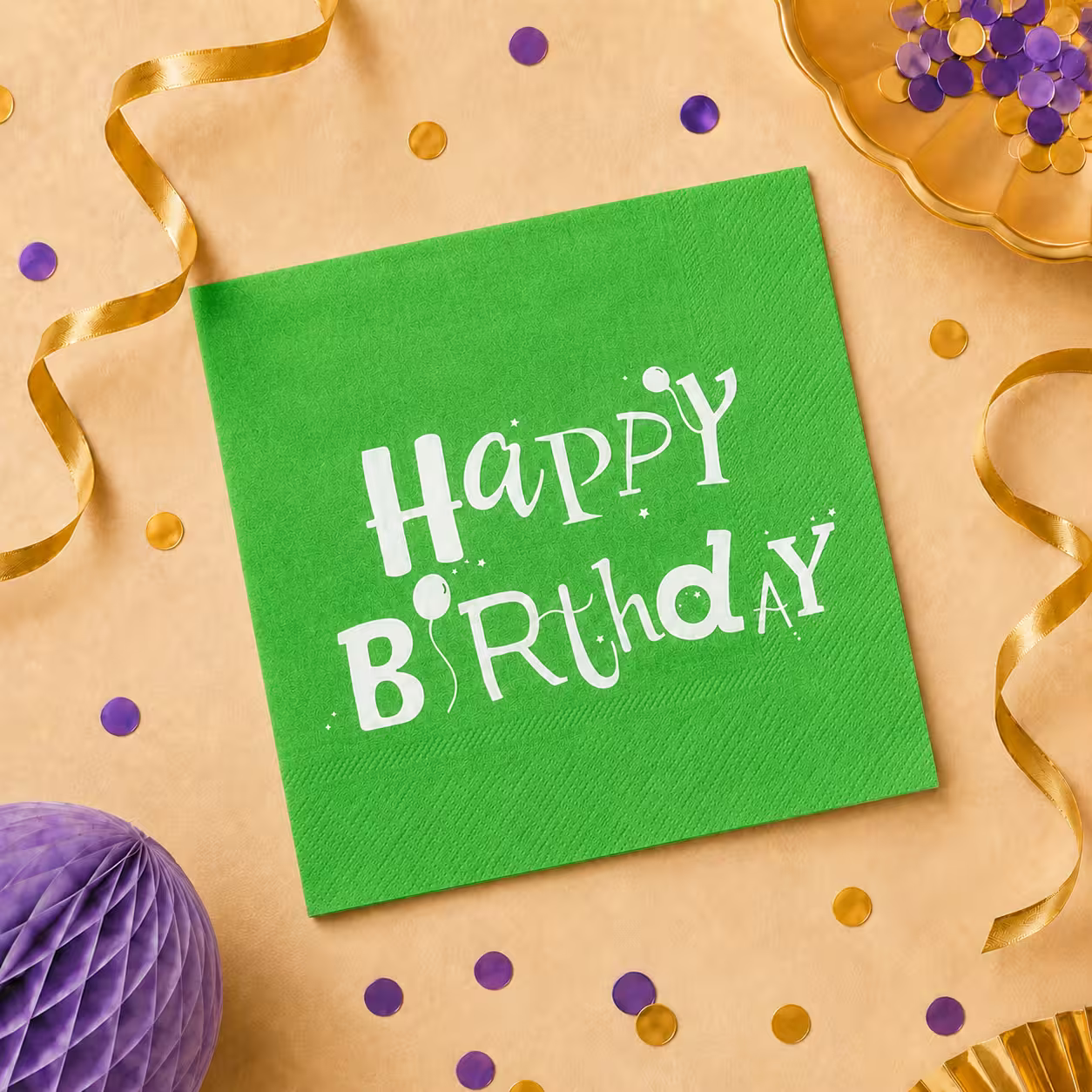 Servețele aniversare „Happy Birthday” verzi