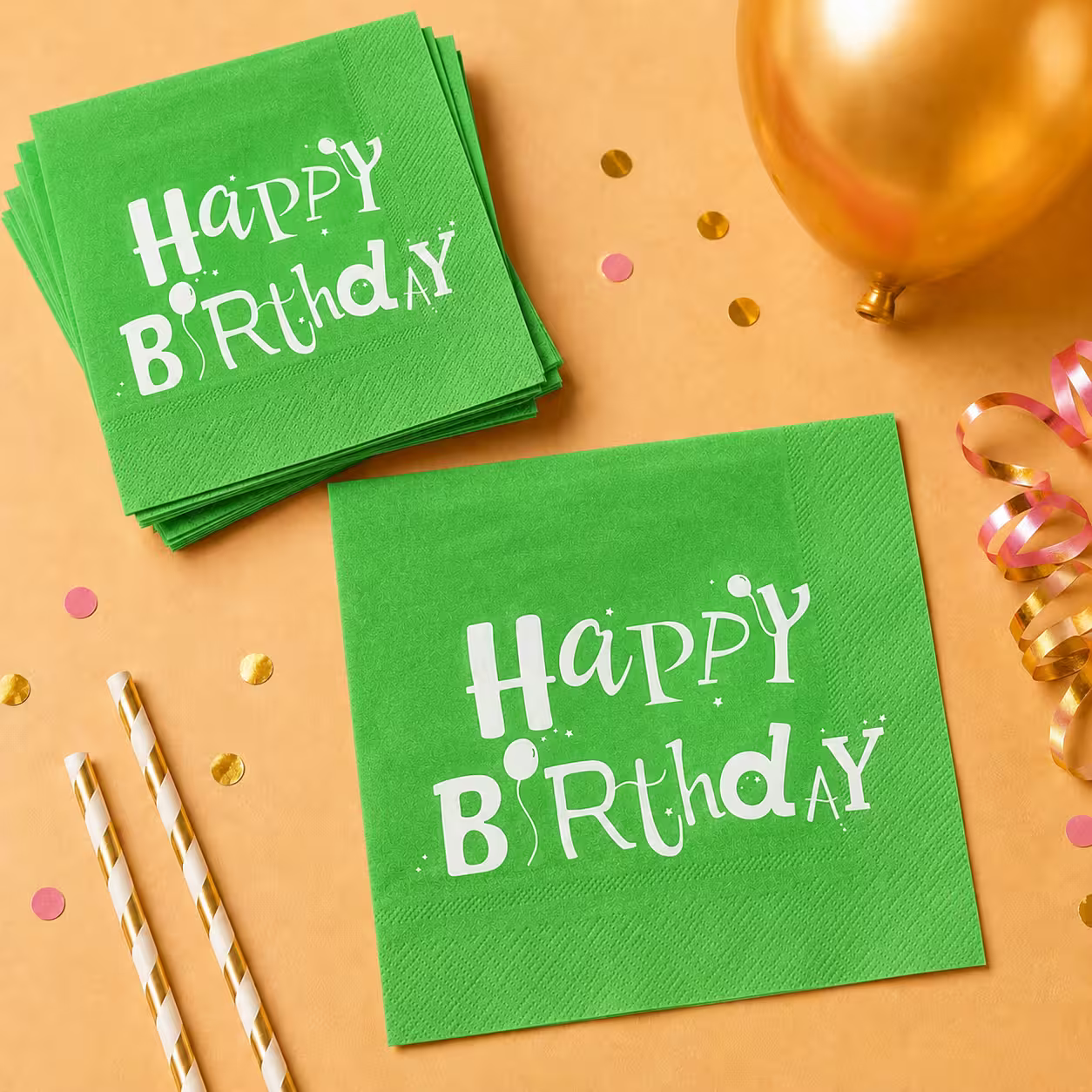 Servețele aniversare „Happy Birthday” verzi